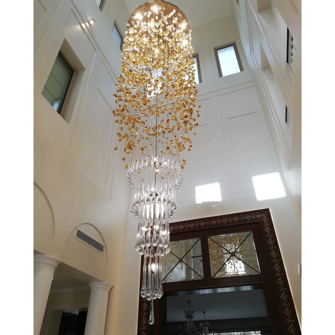 Rainfall Glass Gem Stone Chandelier - cyranlamps