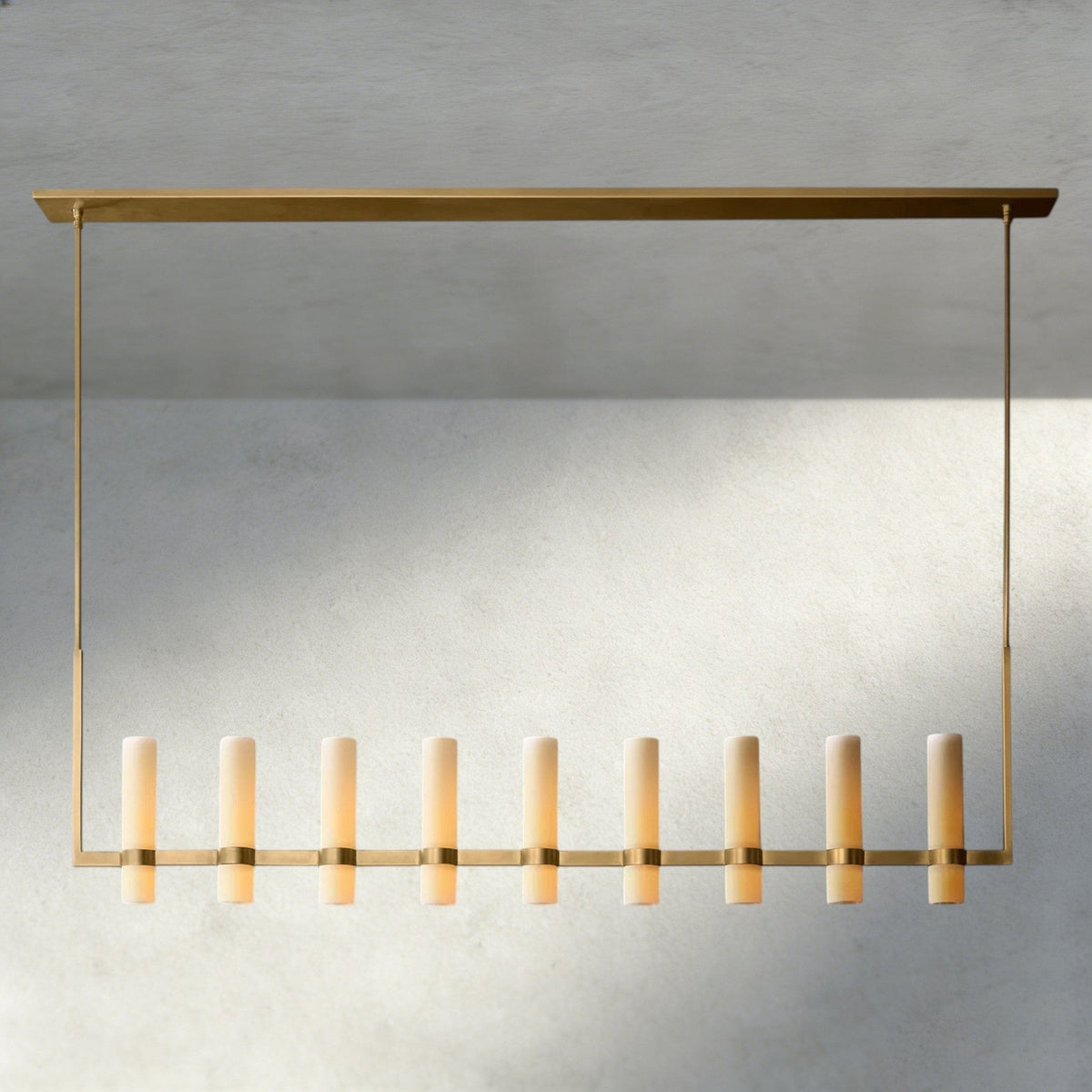 Ravay Linear Milk Glass Chandelier 59", 71" - cyranlighting