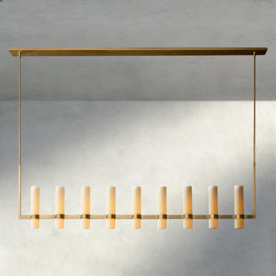 Ravay Linear Milk Glass Chandelier 59", 71" - cyranlighting