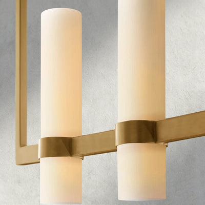 Ravay Linear Milk Glass Chandelier 59", 71" - cyranlighting