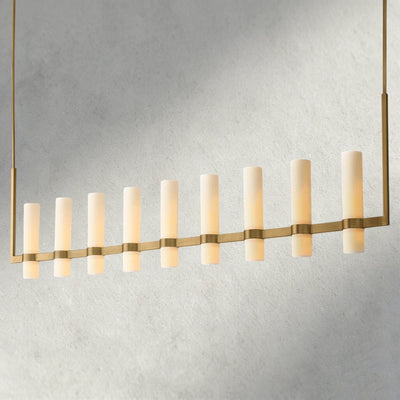 Ravay Linear Milk Glass Chandelier 59", 71" - cyranlighting