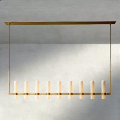 Ravay Linear Milk Glass Chandelier 59", 71" - cyranlighting