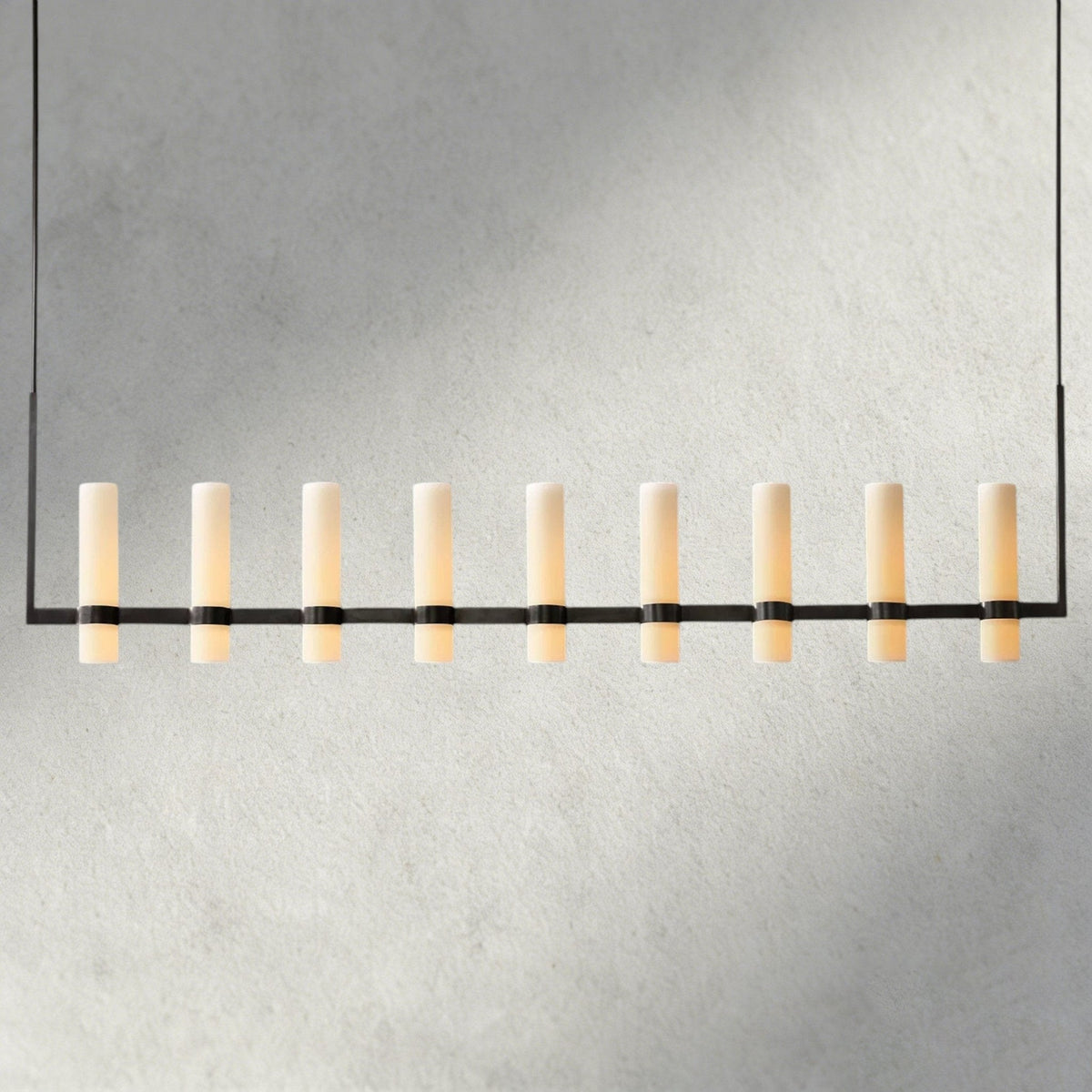 Ravay Linear Milk Glass Chandelier 59", 71" - cyranlighting