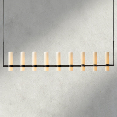 Ravay Linear Milk Glass Chandelier 59", 71" - cyranlighting