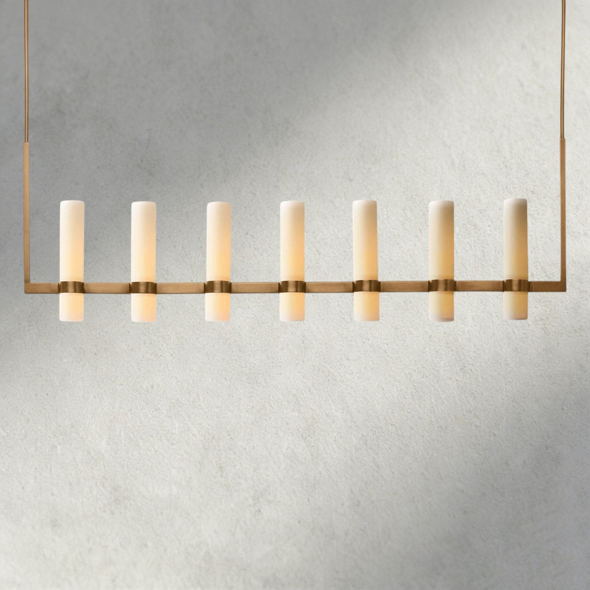 Ravay Linear Milk Glass Chandelier 59", 71" - cyranlighting