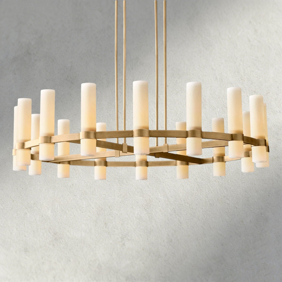 Ravay Round Milk Glass Chandelier 36", 48", 60" - cyranlighting