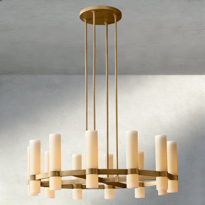 Ravay Round Milk Glass Chandelier 36", 48", 60" - cyranlighting