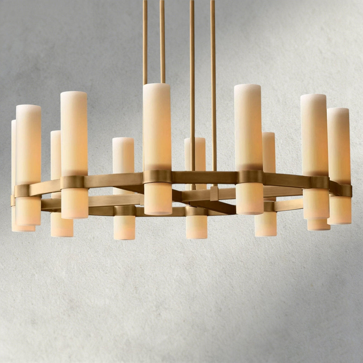 Ravay Round Milk Glass Chandelier 36", 48", 60" - cyranlighting