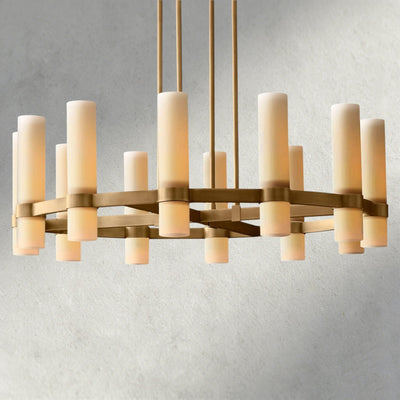 Ravay Round Milk Glass Chandelier 36", 48", 60" - cyranlighting