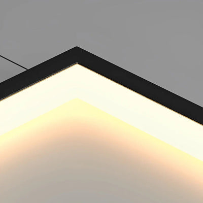 Rectangular Frame Aluminum LED Black Nordic Duplex Stair Chandelier - Cyran Lamps