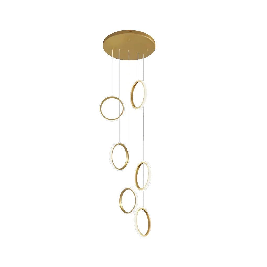 Ring Staircase Chandelier Light Gold LED Ceiling Light - Cyran Lamps