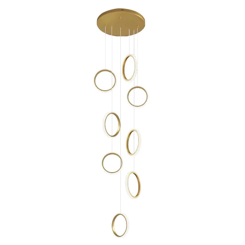 Ring Staircase Chandelier Light Gold LED Ceiling Light - Cyran Lamps