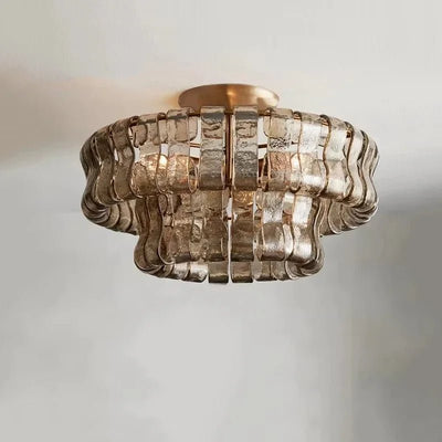 Riviera 20" Smoke Glass Flush Mount Chandelier - cyranlamps
