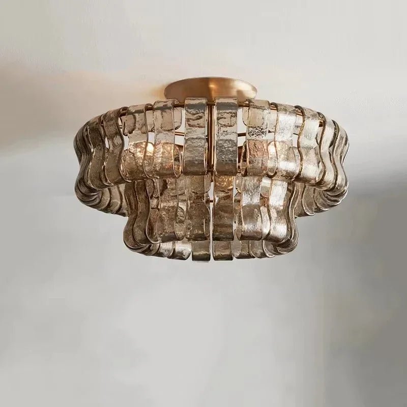 Riviera 20" Smoke Glass Flush Mount Chandelier - cyranlamps
