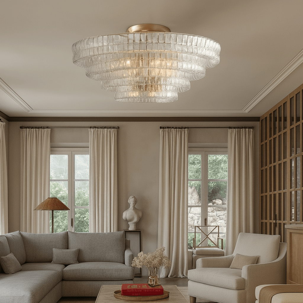 Riviera 35" Flush Mount Chandelier - cyranlamps