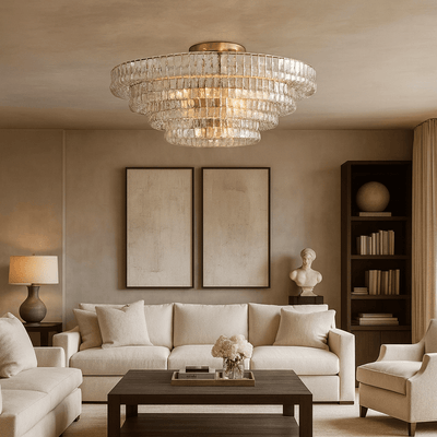 Riviera 35" Flush Mount Chandelier - cyranlamps