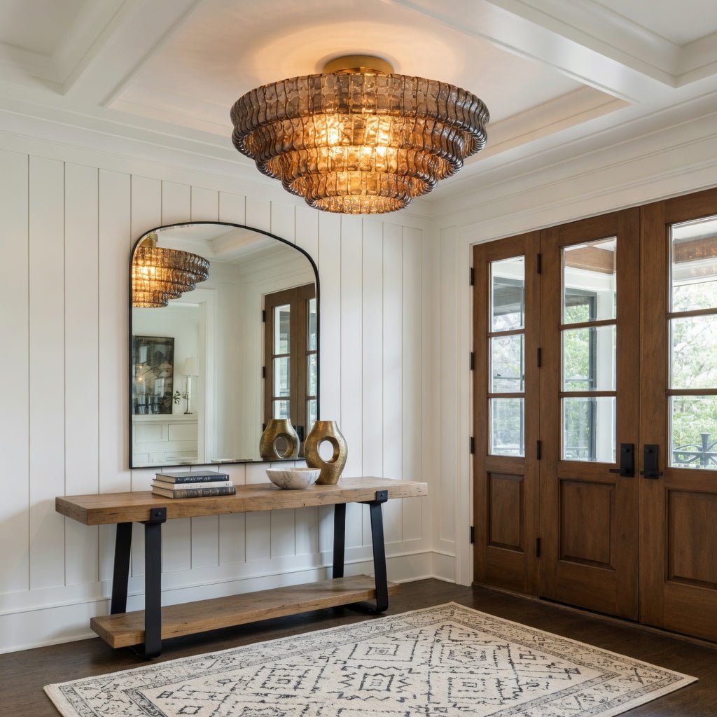 Riviera 35" Smoke Glass Flush Mount handelier - cyranlamps