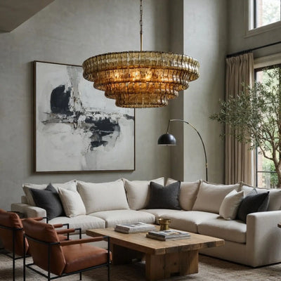 Riviera Smoked Glass Modern Chandelier - cyranlighting
