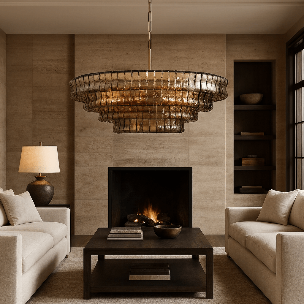 Riviera Smoked Glass Modern Chandelier - cyranlamps