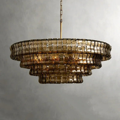 Riviera Smoked Glass Modern Chandelier - cyranlamps