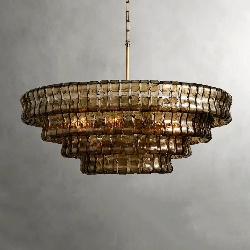 Riviera Smoked Glass Modern Chandelier - cyranlamps