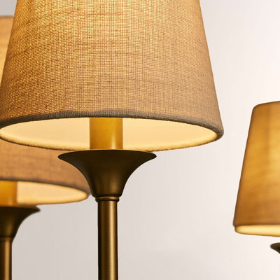 Saige 6 - Light Curved Arm Chandelier with Linen Shades - Cyran Lamps