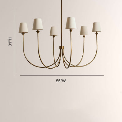 Saige 6 - Light Curved Arm Chandelier with Linen Shades - Cyran Lamps
