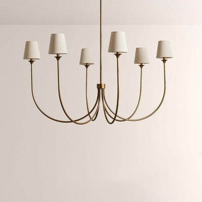 Saige 6 - Light Curved Arm Chandelier with Linen Shades - Cyran Lamps