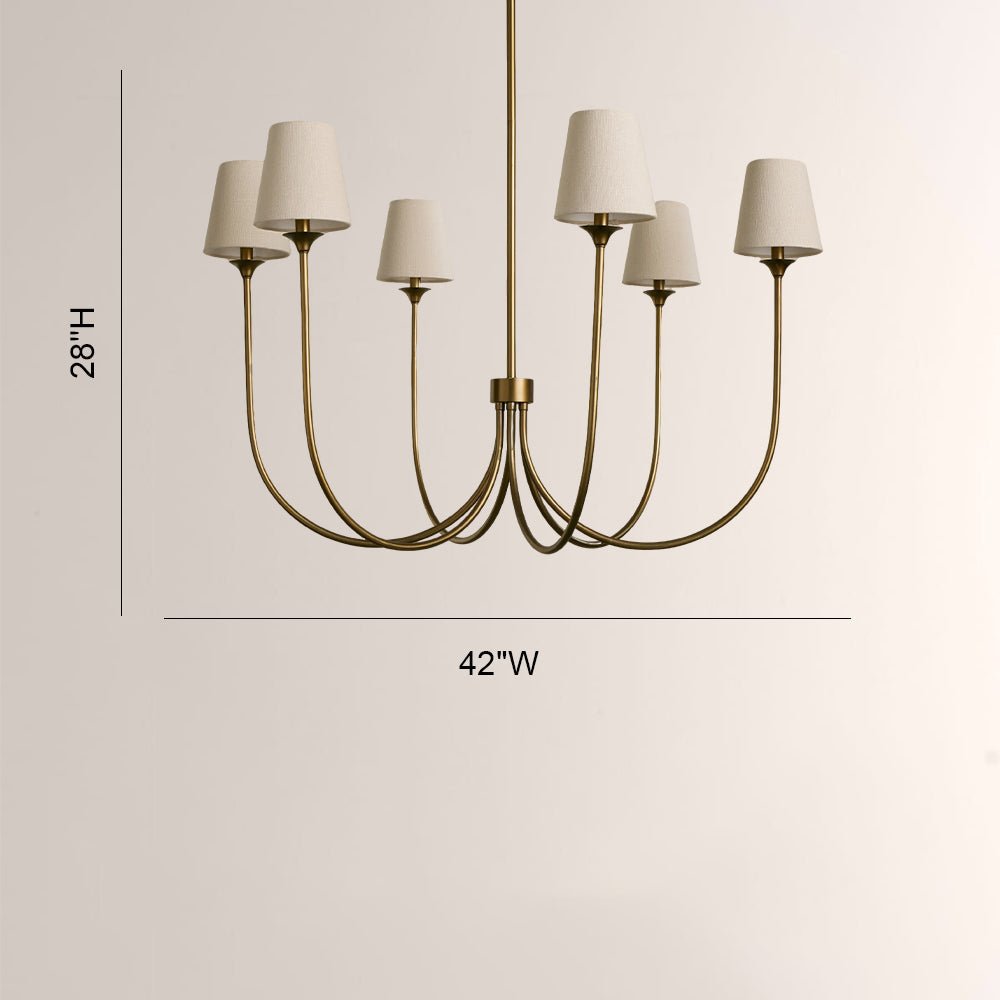 Saige 6 - Light Curved Arm Chandelier with Linen Shades - Cyran Lamps