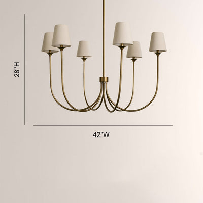 Saige 6 - Light Curved Arm Chandelier with Linen Shades - Cyran Lamps