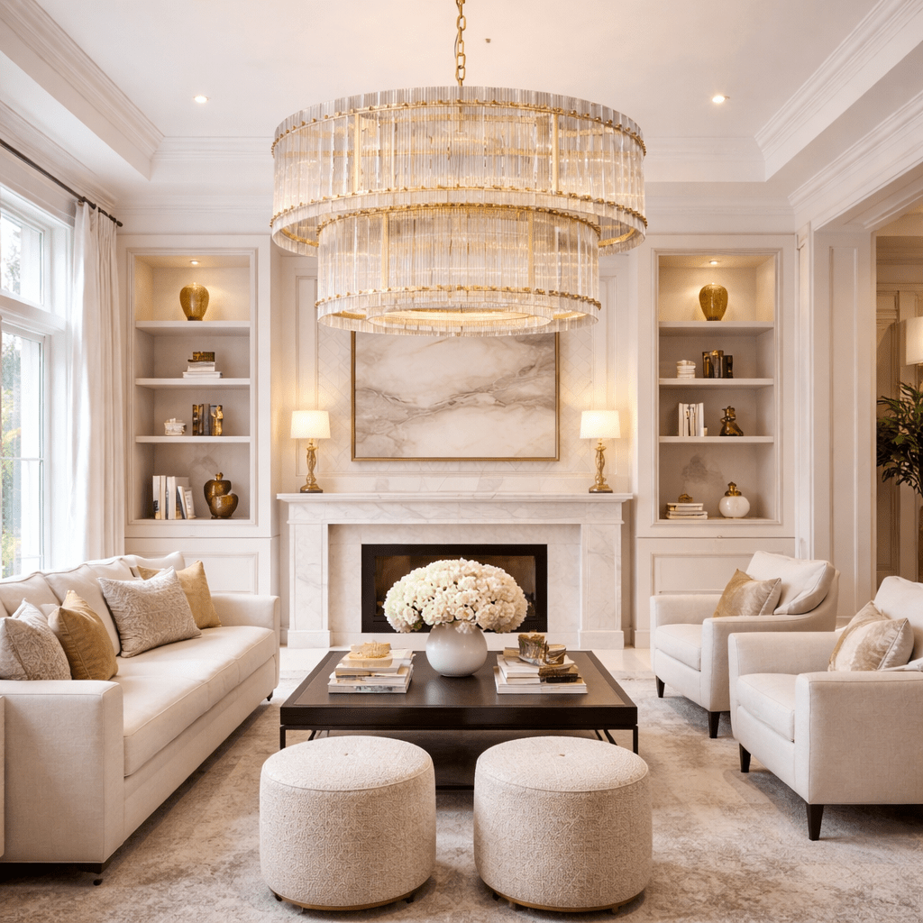 San Marca Glass Two - Tier Round Chandelier - cyranlighting