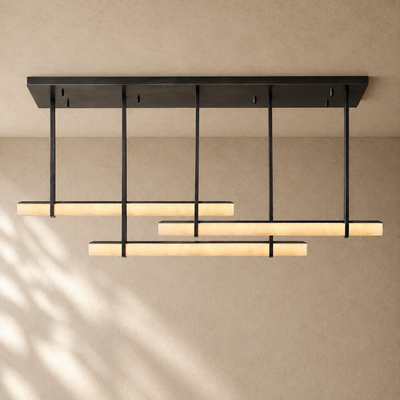Budubon Alabaster Triple Bar Linear Chandelier