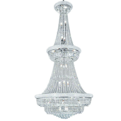 Silver/ Chrome Extra Large Crystal Chandelier Foyer Entryway Long Ceiling Lighting Fixture For Staircase - cyranlamps