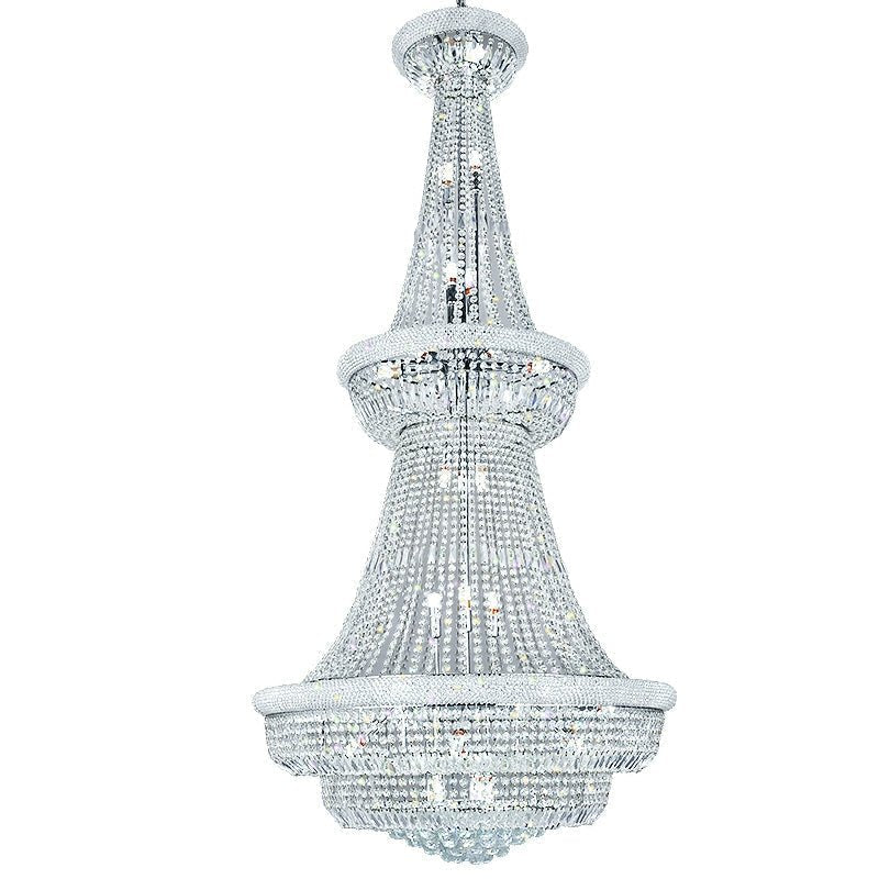 Silver/ Chrome Extra Large Crystal Chandelier Foyer Entryway Long Ceiling Lighting Fixture For Staircase - cyranlamps