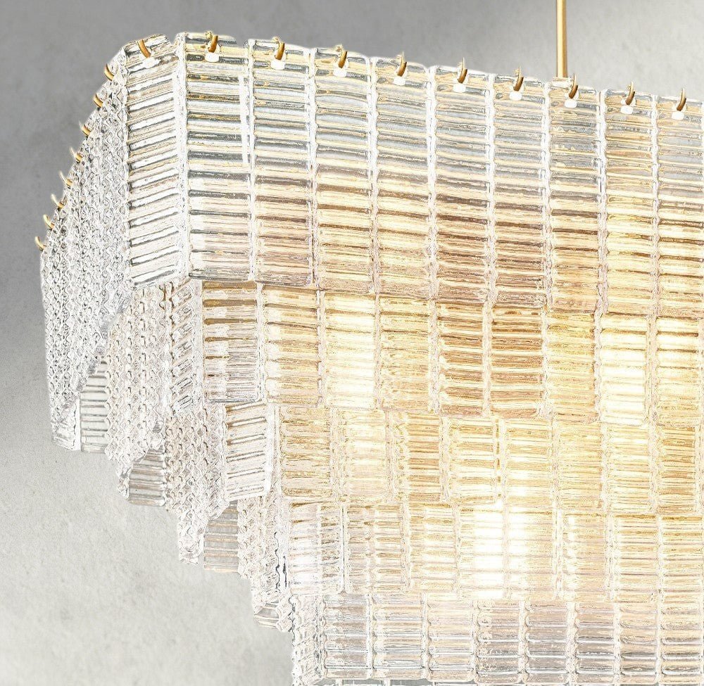 Siraue Clear Glass Rectangular Chandelier 59" - cyranlighting