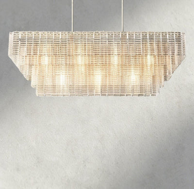 Siraue Clear Glass Rectangular Chandelier 59" - cyranlighting