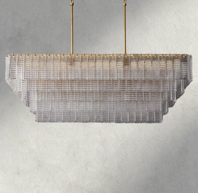 Siraue Clear Glass Rectangular Chandelier 59" - cyranlighting