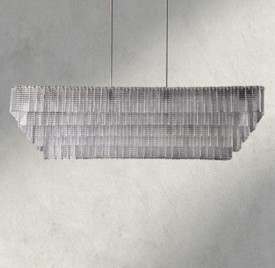 Siraue Clear Glass Rectangular Chandelier 59" - cyranlighting