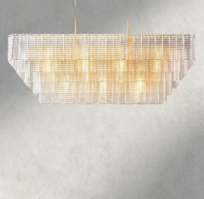 Siraue Clear Glass Rectangular Chandelier 59" - cyranlighting