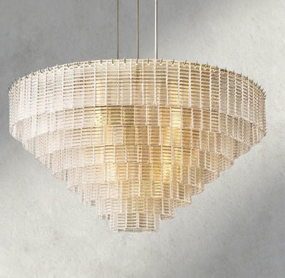 Siraue Clear Glass Round Chandelier 41", 52", 65" - cyranlighting