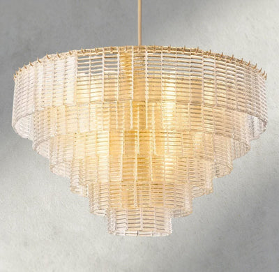 Siraue Clear Glass Round Chandelier 41", 52", 65" - cyranlighting