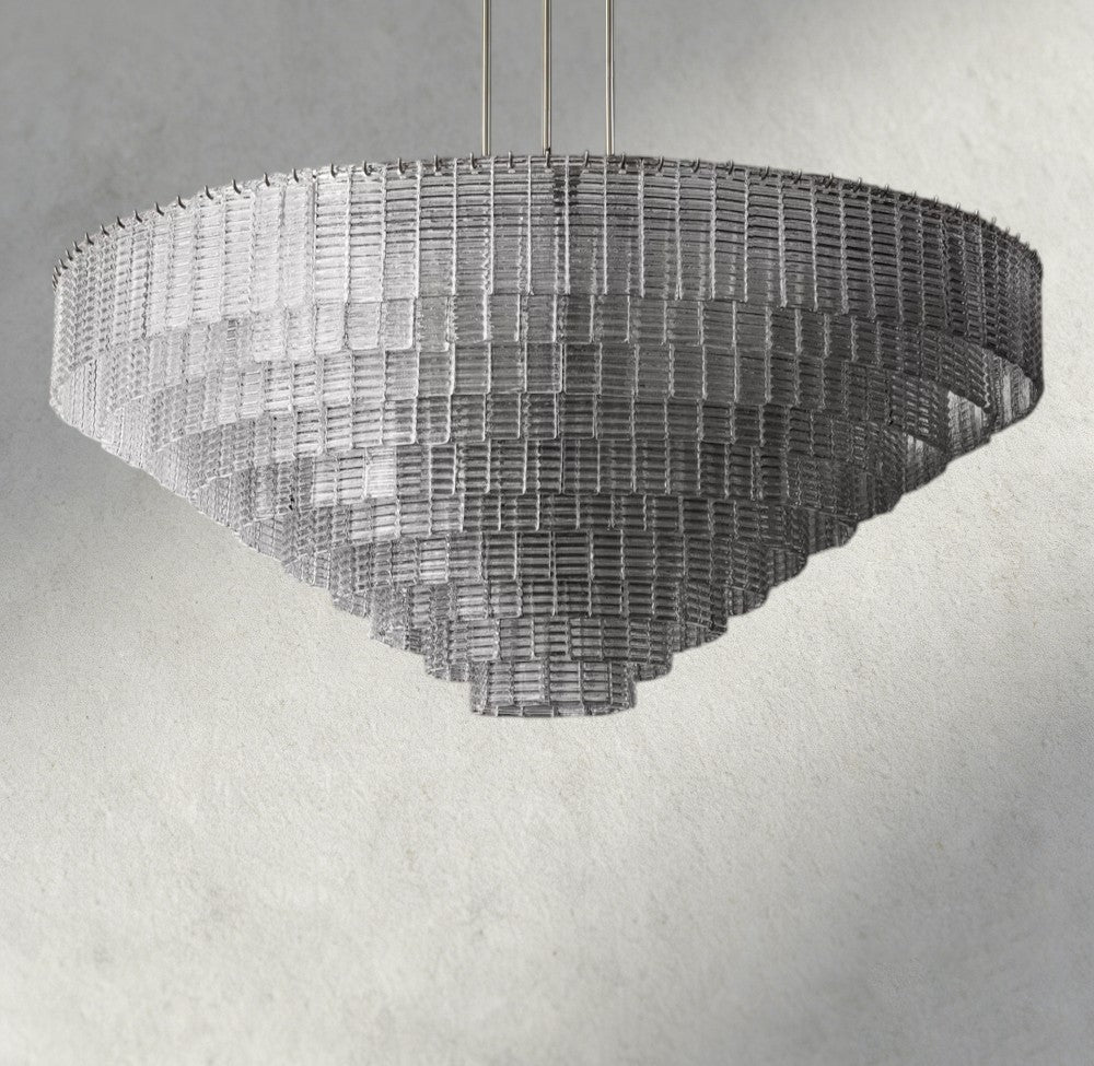 Siraue Clear Glass Round Chandelier 41", 52", 65" - cyranlighting