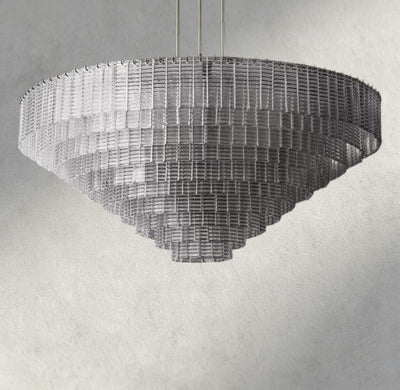 Siraue Clear Glass Round Chandelier 41", 52", 65" - cyranlighting