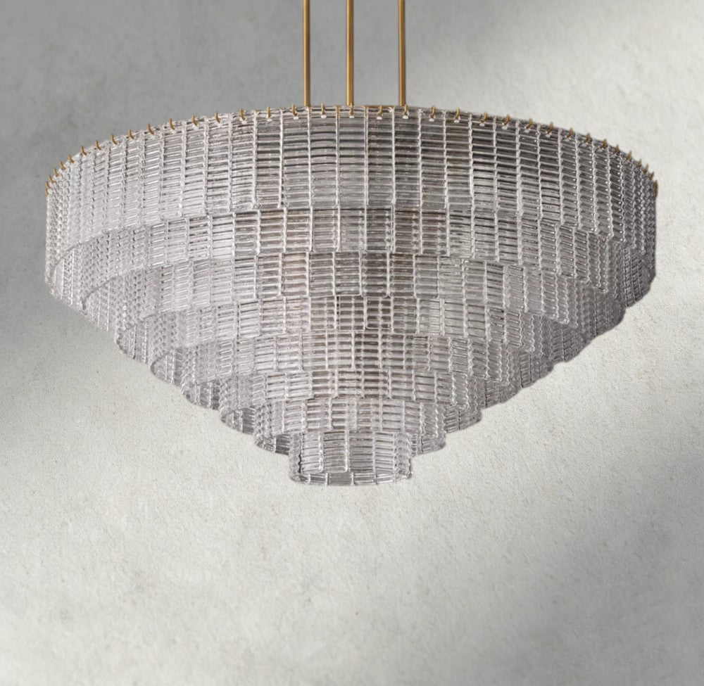 Siraue Clear Glass Round Chandelier 41", 52", 65" - cyranlighting