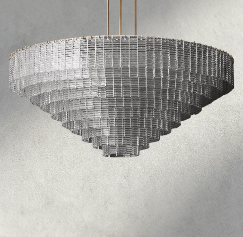 Siraue Clear Glass Round Chandelier 41", 52", 65" - cyranlighting