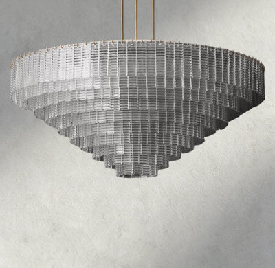 Siraue Clear Glass Round Chandelier 41", 52", 65" - cyranlighting