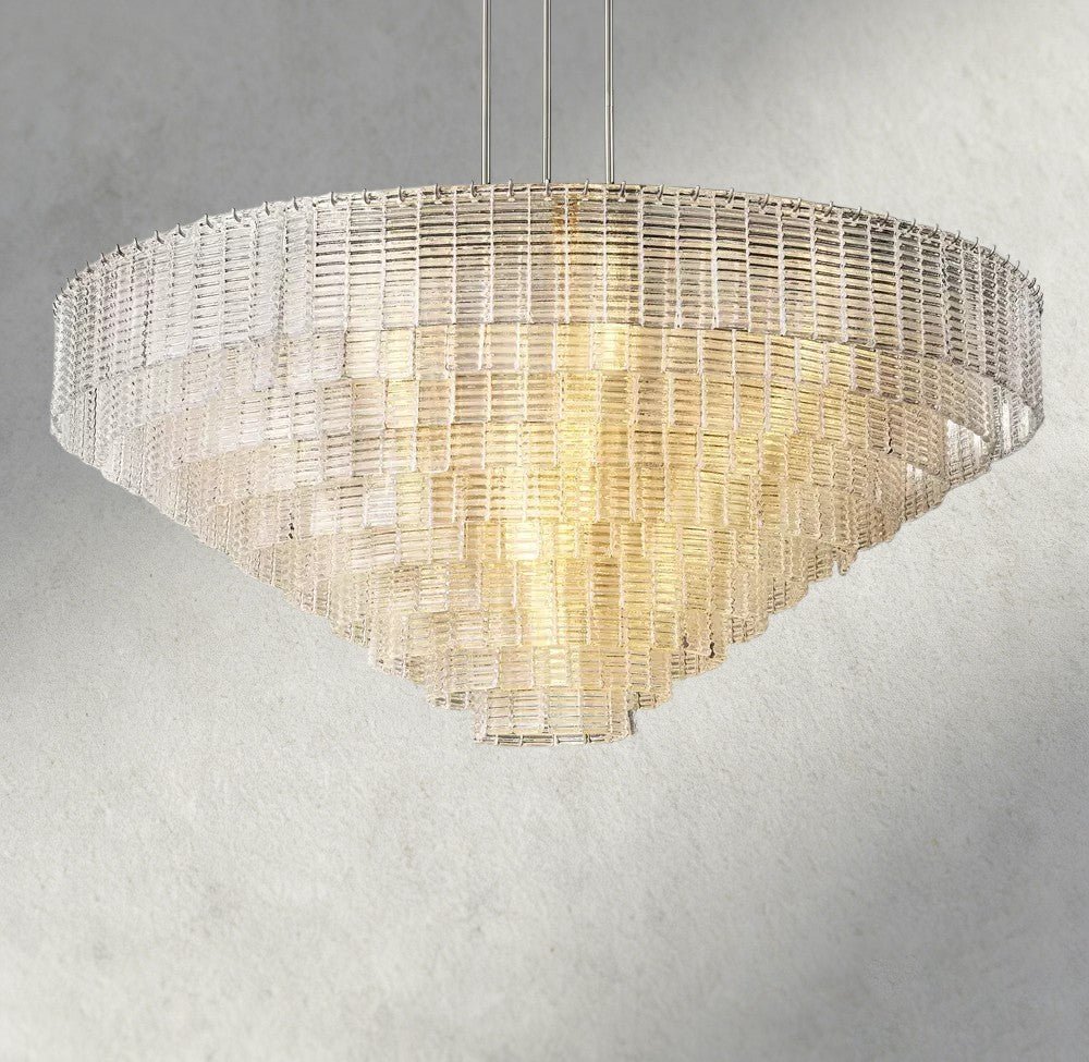 Siraue Clear Glass Round Chandelier 41", 52", 65" - cyranlighting