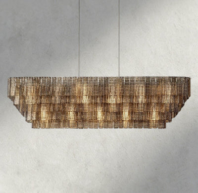 Siraue Smoke Glass Rectangular Chandelier 59", 77" - cyranlighting