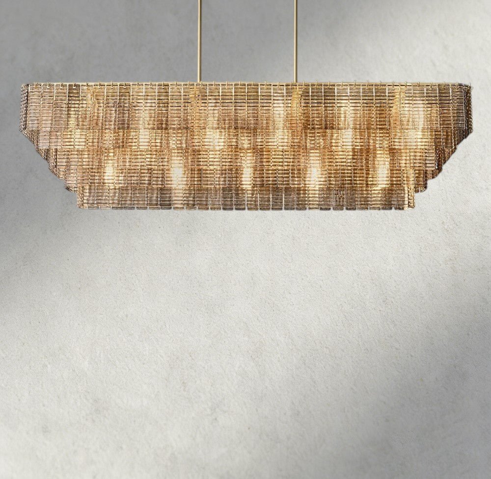 Siraue Smoke Glass Rectangular Chandelier 59", 77" - cyranlighting