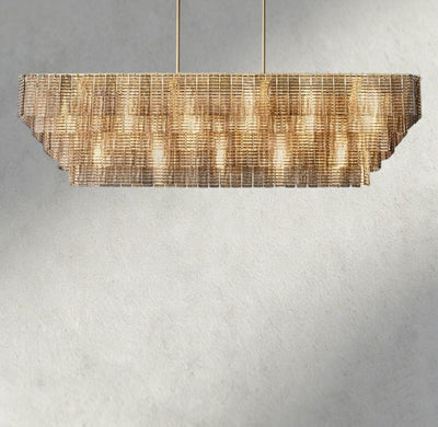 Siraue Smoke Glass Rectangular Chandelier 59", 77" - cyranlighting